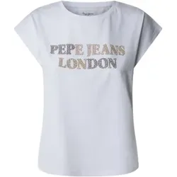 Pepe Jeans für Damen. PL506071 Rowena-T-Shirt weiß (S), Lässig, Kurzarm, Bio-Baumwolle, Nachhaltig