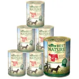 Dehner Best Nature Nassfutter für Hunde, Rind / Pute / Karotten, 6 x 400 g Dose (2.4 kg)