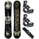 Airtracks Herren Snowboard Set Freeride Freestyle - Wow Carbon Hybrid Rocker Snowboard Wide 164 - Softbindung Master L - SB Bag