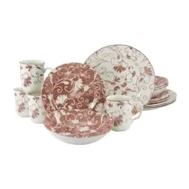 CreaTable Damask Kombiservice 16-tlg. rot