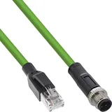 InLine Industrie Netzwerkkabel, M12 4-pin D-kodiert Stecker zu RJ45 Stecker, PUR, 20m