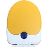 Wttfc Toilettensitz aus Kunststoff U-Form,Familien WC Sitz Family mit Absenkautomatik,Toilettendeckel mit Kindersitz, Unterseitig montierter,Verstellbare Länge: 41–43 cm,Gelb