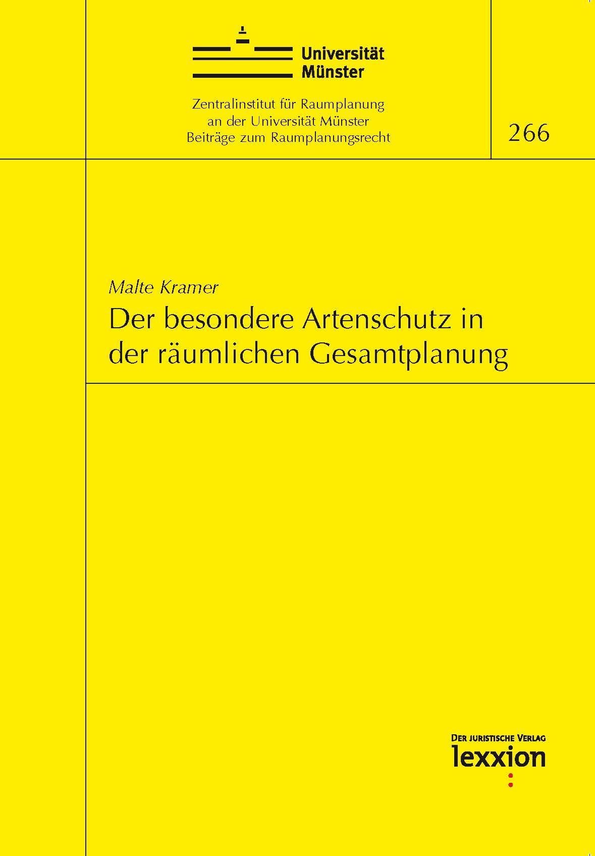 Der Besondere Artenschutz In Der Räumlichen Gesamtplanung - Kramer Malte  Taschenbuch