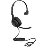 JABRA Evolve2 50 UC Mono Headset, Kabelgebunden 4 Mikrofone, USB-C/A-Anschluss, UC-kompatibel, Aktive Geräuschunterdrückung
