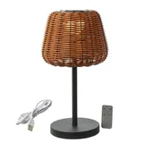 MARELIDA LED Garten Tischlampe Korboptik Rattanoptik dimmbar aufladbar Fernb.