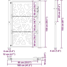 vidaXL Gartentor 105x155 cm Wetterfester Stahl Lichtdesign