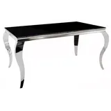 Glastisch Esstisch Prince 180x90x75cm schwarz Chrom Barock - Schwarz