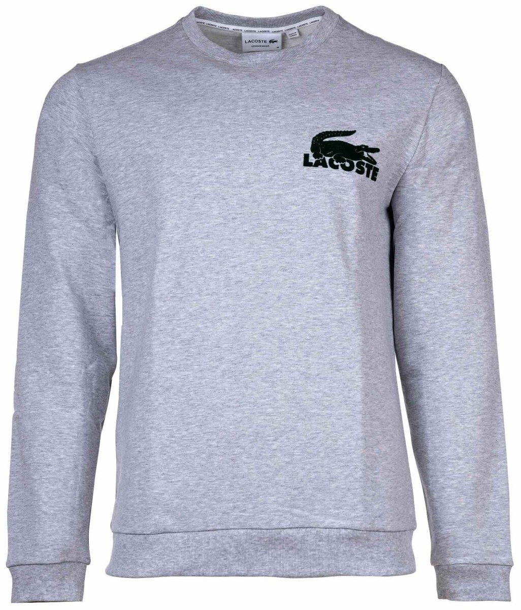 LACOSTE Herren Sweatshirt - Loungewear, Basic, Rundhals, Baumwolle Grau M