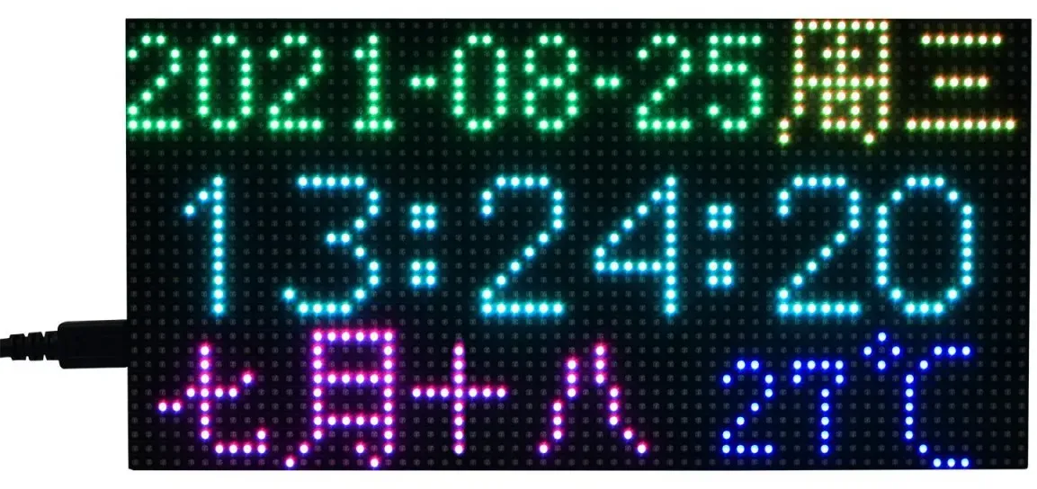 RGB Digitaluhr für Raspberry Pi Pico, 64×32 Raster, genaue RTC