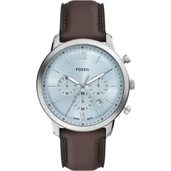 Chronograph FOSSIL "NEUTRA", braun, blau, Armbanduhren, Herren, Quarzuhr, Armbanduhr, Herrenuhr, Lederarmband, analog, Datum