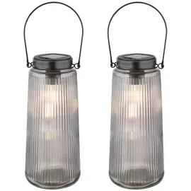 meineWunschleuchte 2er Set LED Solar Laterne Outdoor Gartenbeleuchtung Solarlampe Balkon, Höhe 25cm