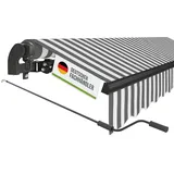 empasa manuelle Gelenkarmmarkise Markise Start Sonnenmarkise Sonnenschutz Alu/Polyester komplett vormontiert, in verschiedenen Größen und Farben, Farbe:weiß/anthrazit gestreift, Größe:300 x 250