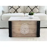 Uncle Joe ́s Truhe Coffee Works Couchtisch Truhentisch im Vintage Shabby chic Style aus Massiv-Holz in grau mit Stauraum und Deckel Holzkiste Beistelltisch Landhaus Wohnzimmertisch Holztisch