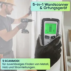 ideoon tools 5-in-1 Ortungsgerät Wandscanner für Holz, Metall & Stromleitungen