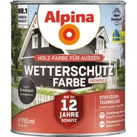 Alpina Wetterschutzfarbe Holzfarbe deckend Graubraun 750ml
