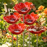 2026 Neue Blumen Vogeltränke Gartenstecker aus Metall,Vogeltränke Blume BienenVogeltränke,insektentränke Garten,Vogelfutterhaus Gartenfiguren & Gartenstatuen Gartendeko für Hof, Terrasse (5 Stück)