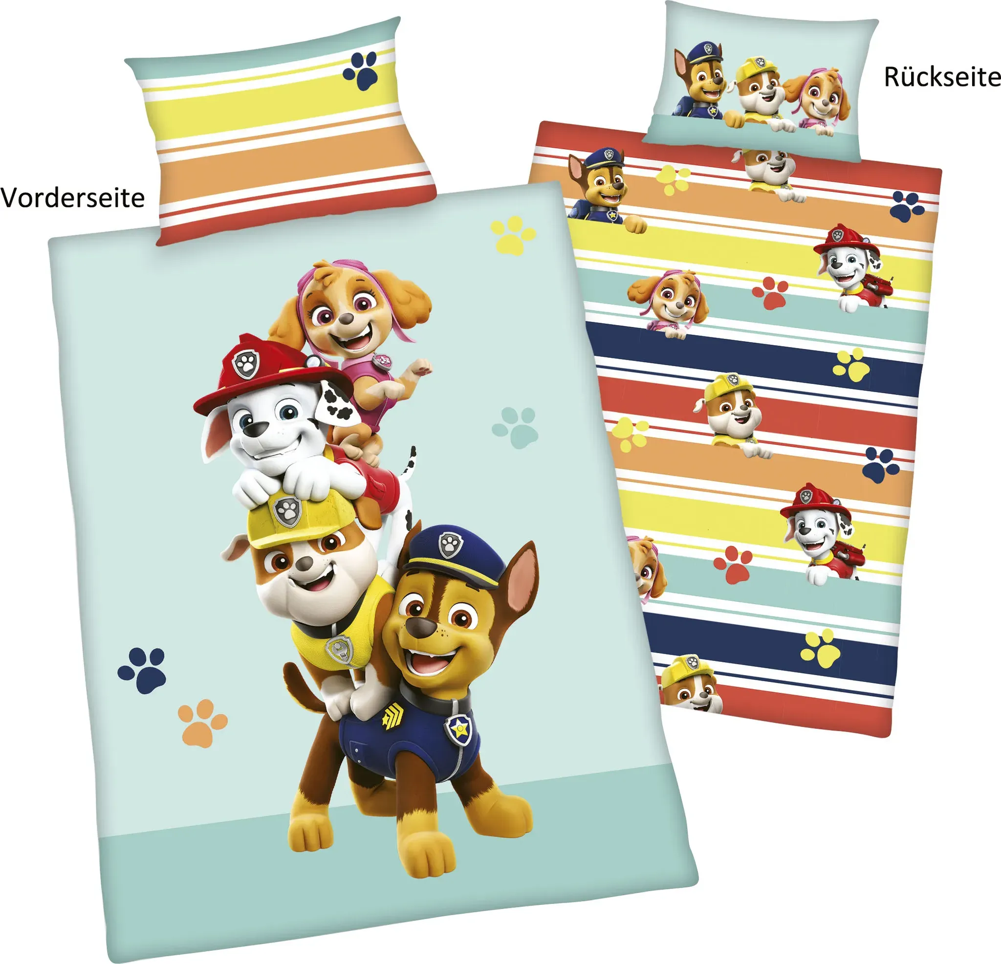 Babybettwäsche PAW PATROL "Paw Patrol", bunt, B/L: 100cm x 135cm, , Flanell, B/L: 60cm x 40cm, Flanell, Obermaterial: 100% Baumwolle, Bettwäsche, mit liebevollem Motiv