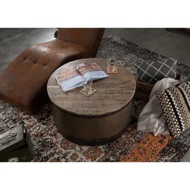 Massivmoebel24 Couchtisch rund Braun Mangoholz 78 x 78 x 43 cm