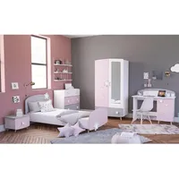 Möbelando Kinderzimmer Möbelset Mädchenzimmer Kinderzimmermöbel (5-teilig) Savannah I