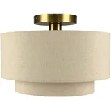 Relaxdays Deckenlampe 1 Leuchtmittel Leinen Beige/Bronze