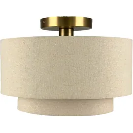 Relaxdays Deckenlampe 1 Leuchtmittel Leinen Beige/Bronze