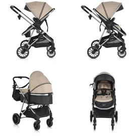 Moni Kombikinderwagen 2 in 1 Kali 22 kg umbaubar, Korb, Getränkehalter, Tasche beige