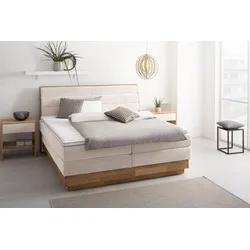 Boxspringbett OTTO PRODUCTS "Jenna", beige (sabbia), B:204cm L:216cm, Komplettbetten, Boxspringbett, ohne LED-Beleuchtung, mit zertifizierten, recycelten Bezugsstoffen