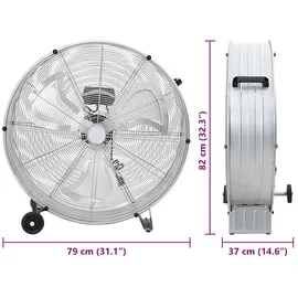 vidaXL Trommelventilator 77 cm Standventilator Silber