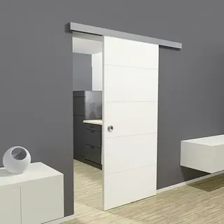 Kilsgaard Holzschiebetür Lines  (935 x 2.050 mm, Weiß lackiert, ähnlich RAL 9010, Material Mittellage: Wabe)