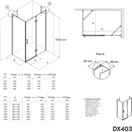 Bernstein DX403 Eckdusche mit Drehtür rechts 100 x 90 cm transparent/Echtglas D648360641500