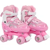 Rollschuhe für Kinder, 8 Rollen, zweireihige Rollschuhe für Mädchen, Jungen und Anfänger, sicher und langlebig (Rosa, kein Licht, S (27-32))