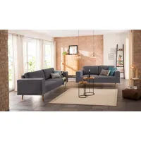 Home Affaire 3-Sitzer HOME AFFAIRE "Lasse", grau (anthrazit), B:239cm H:84cm T:89cm, Struktur fein( 100% Polyester);Filzoptik (100% Polyester);Luxus-Microfaser (100% Polyester), Sofas, im scandinavischem Stil mit Holzfüßen