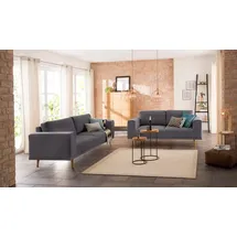 Home Affaire 3-Sitzer HOME AFFAIRE "Lasse", grau (anthrazit), B:239cm H:84cm T:89cm, Struktur fein( 100% Polyester);Filzoptik (100% Polyester);Luxus-Microfaser (100% Polyester), Sofas, im scandinavischem Stil mit Holzfüßen