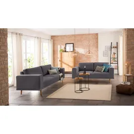 Home Affaire 3-Sitzer HOME AFFAIRE "Lasse", grau (anthrazit), B:239cm H:84cm T:89cm, Struktur fein( 100% Polyester);Filzoptik (100% Polyester);Luxus-Microfaser (100% Polyester), Sofas, im scandinavischem Stil mit Holzfüßen