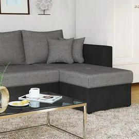 VitaliSpa Ecksofa Webstoff schwarz/grau