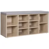 VASAGLE Schuhbank 104 x 48 x 30 cm eichenfarben-grau gepolstert