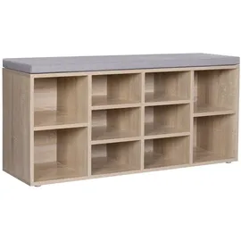 VASAGLE Schuhbank 104 x 48 x 30 cm eichenfarben-grau gepolstert