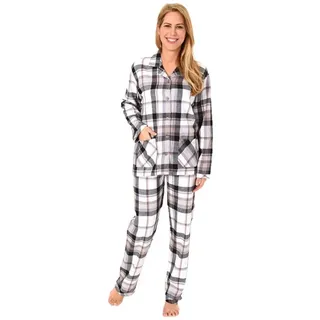 normann Flanell Pyjama Schlafanzug Karodesign in grau