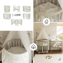 Waldin Babybett OWAL Kinderbett 7in1 mit Matratze, mitwachsendes Kinder-Bett