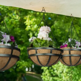 Relaxdays Blumenampel 50 x 31 cm Braun/Schwarz