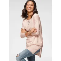 LAURA SCOTT Longpullover, mit Seitenschlitzen, Gr. 36, blassrosa-meliert, , 17009468-36