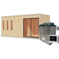 Karibu Design Saunahaus Monterey Blackline - 73 mm naturbelassen