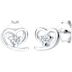 Elli DIAMONDS Herz Freundschaft Diamant 0.06 ct. 925 Silber Ohrringe   Damen 
