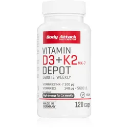 Body Attack Vitamin D3+K2 Depot Förderung der richtigen Funktion des Organismus 120 KAP