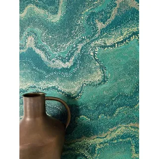 Newroom Vliestapete, strukturiert, Marmortapete, Marmoroptik grün