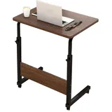 PFCTART Beistelltisch Laptoptisch Höhenverstellbar mit Rollen Beistelltisch pflegetisch (auf Rollen Computertische Mobiler Schreibtisch), 80cm Schwarzwalnuss-Optik schwarz