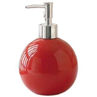Keramik-Seifenspender mit silberfarbener Pumpe, runde Lotionspenderflasche, nachfüllbar, Hotel, WC, leer, wiederverwendbar, Badelotion, Pumpgefäß (rot)