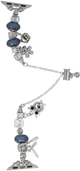 Neue Armbanduhr für Smartwatch GlacierX Slider Clasp Beaded Charm Bracelet Nightfall Silver für Apple Watch 38/40/41mm Silber-blau