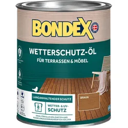 BONDEX Wetterschutz-Öl für Aussen, UV-Schutz, matt, wasserabweisend, Braun, 0,75 l