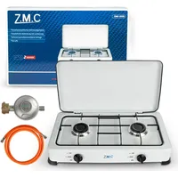 ZMC Gaskocher Campingkocher 2-flammig inkl. Schlauch und Regler 2,2 kW 50 mBar Tragbarer Outdoor Gasherd Kochfeld Herd Tischkocher ohne Gaskartusche